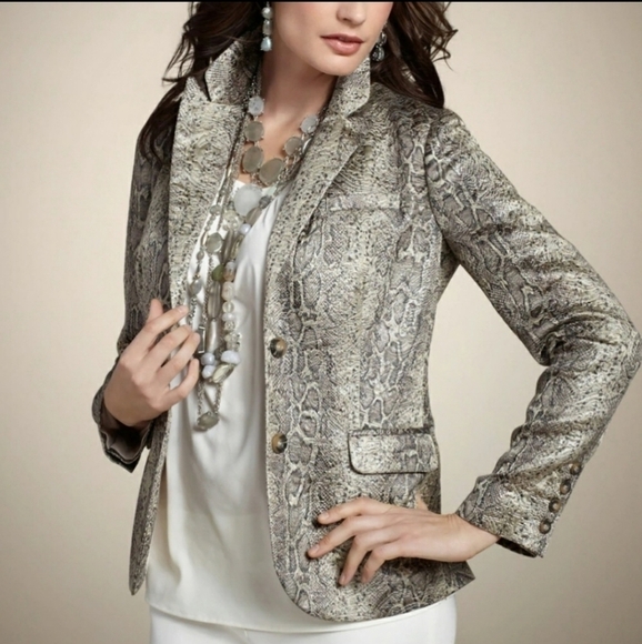 NWT Chico's Jacquard Cobra Python Blazer Business Casual XS - Picture 2 of 11